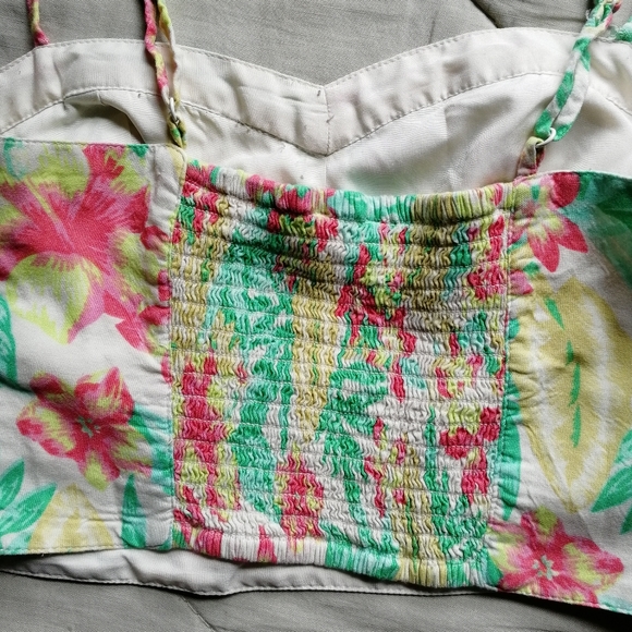 AMERICAN EAGLE Bright Tropical Botanical Print Crop Top XXS AE - Picture 4 of 6